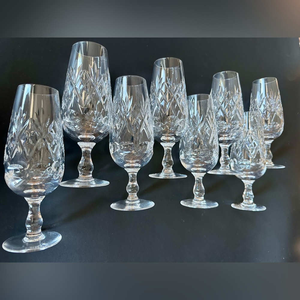 Webb Corbett Crystal Champagne Flutes    Set of 8 Vintage